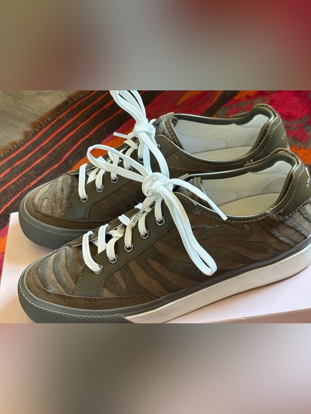 rag & bone Olive/Tan Low-Top Lace-Up Sneakers